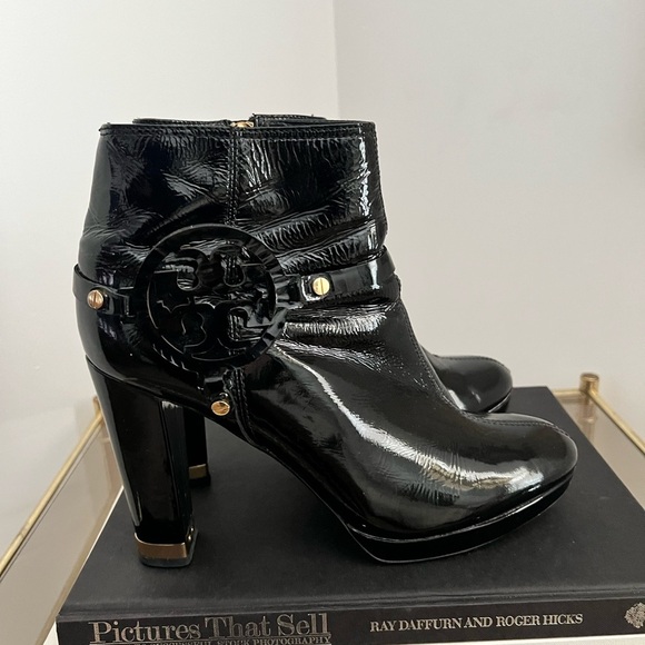 Tory Burch Glossy Black Ankle Booties - Picture 4 of 12